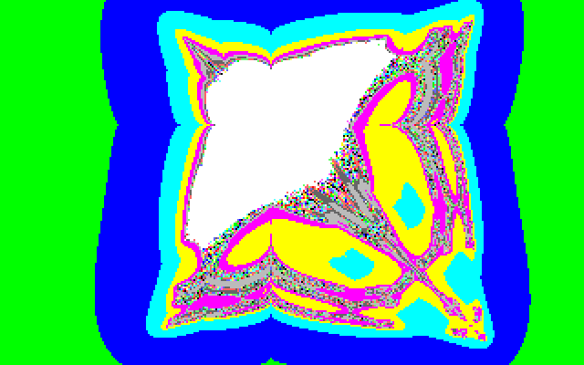 My second Butterfly fractal, as originally rendered on an Atari ST in a 320x200 resolution and 16 colors.